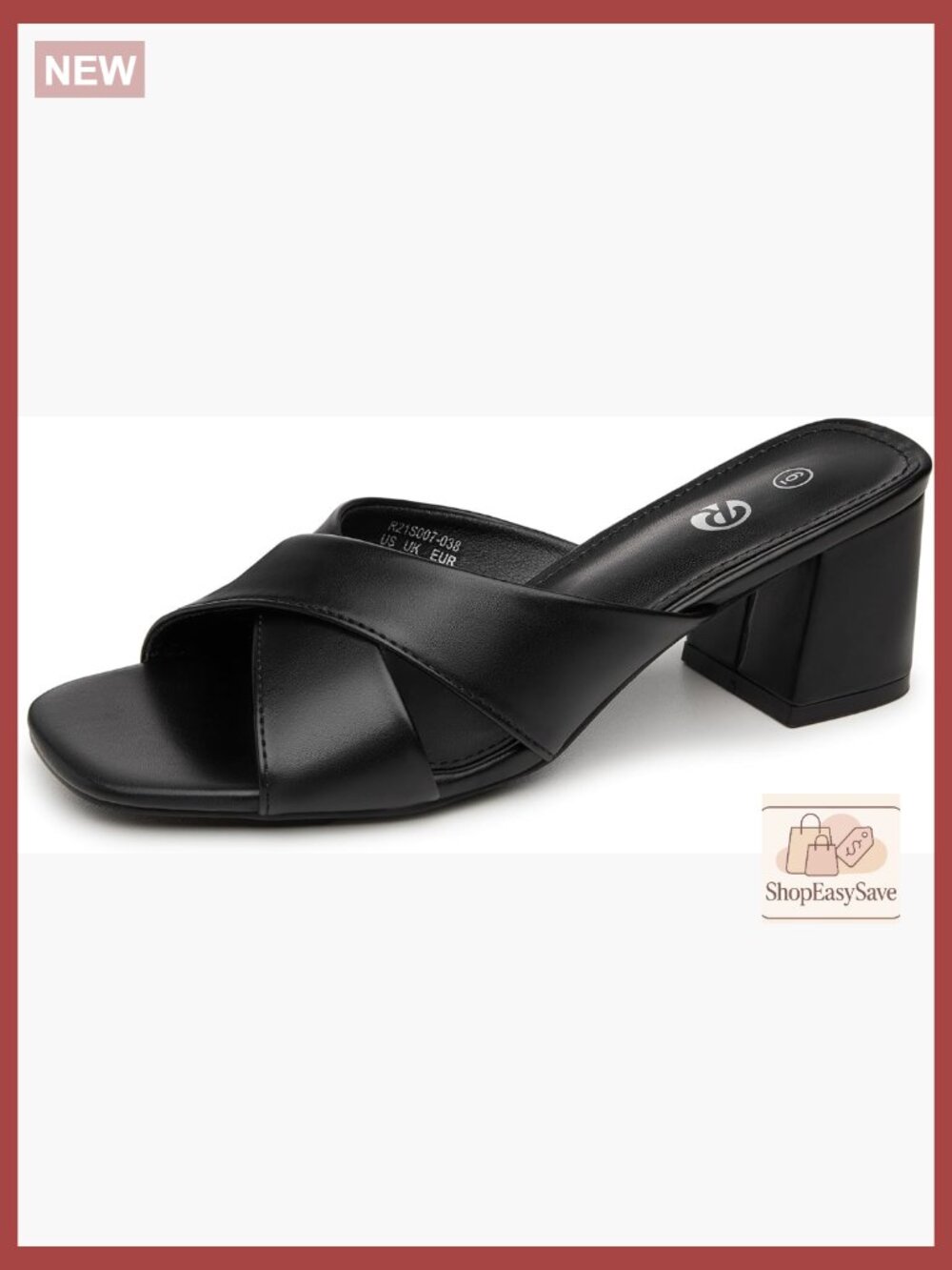 Square Toe Block Heel Sandals Chunky Heeled Mules Slip On 2.5 Inch Heels